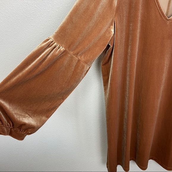 ✖️SOLD✖️•MADEWELL• Velvet Balloon-Sleeve Short Dress - Picture 5 of 13
